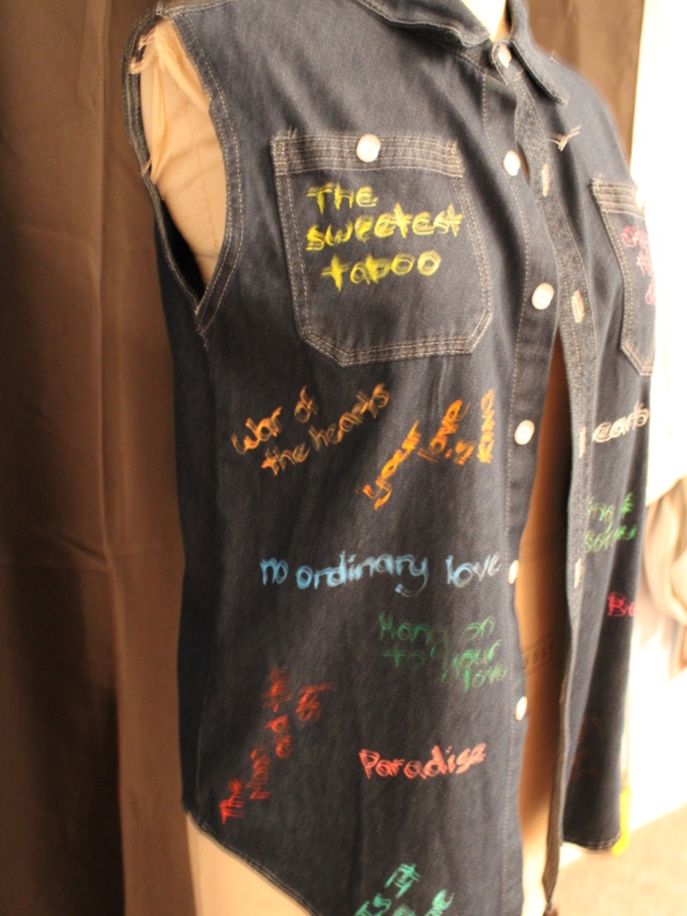 Custom Made Cherish The Day Denim Button Up Shirt - Picture 3 of 4